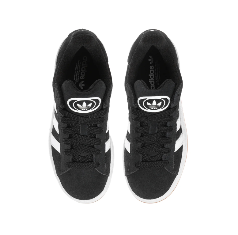 Adidas Campus Black Sneakers with White Stripes and Gum Outsole