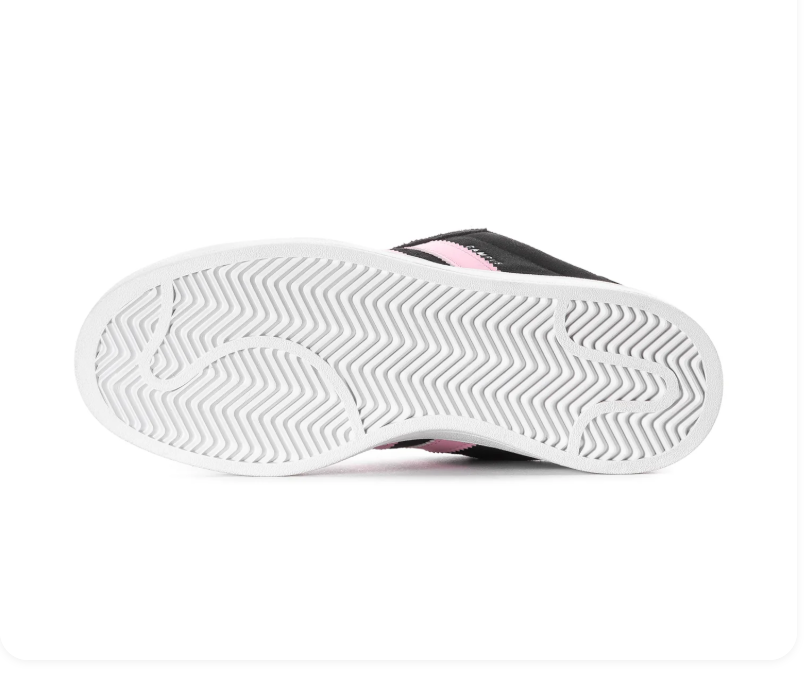Adidas Campus Black Sneakers with Pink Stripes and White Sole