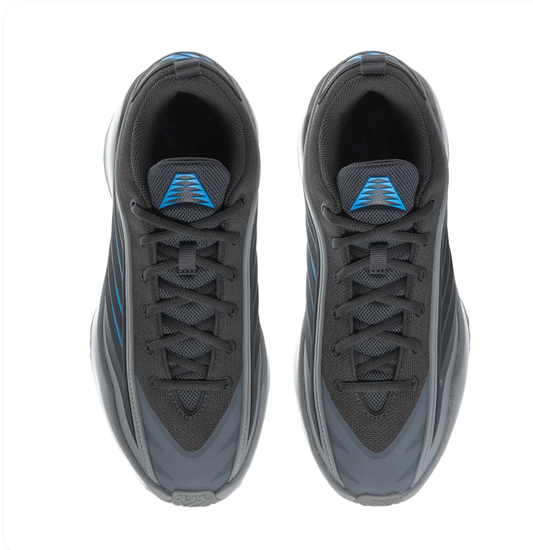 Adidas Black and Grey Sneakers with Bright Blue Accents and Sculpted Sole