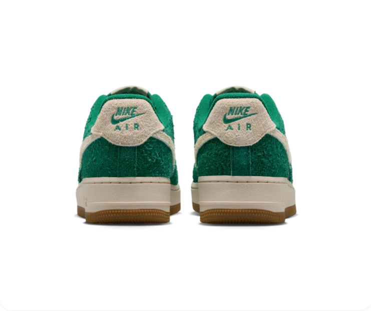Nike Air Force 1 Green Sneakers with Cream Swoosh and Yellow Laces