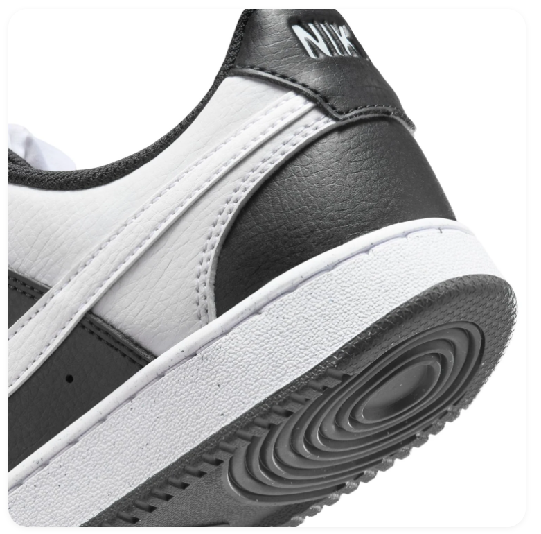 Nike Court Vision Low Black and White Sneakers with White Swoosh