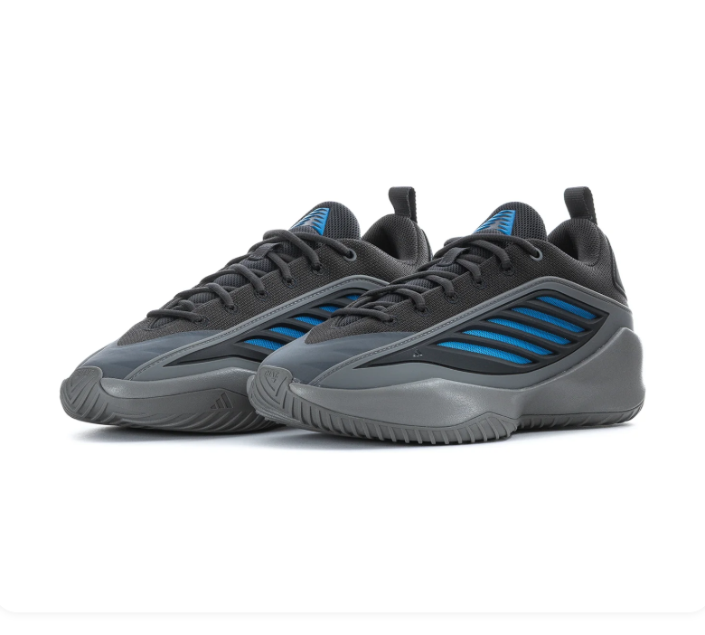 Adidas Black and Grey Sneakers with Bright Blue Accents and Sculpted Sole