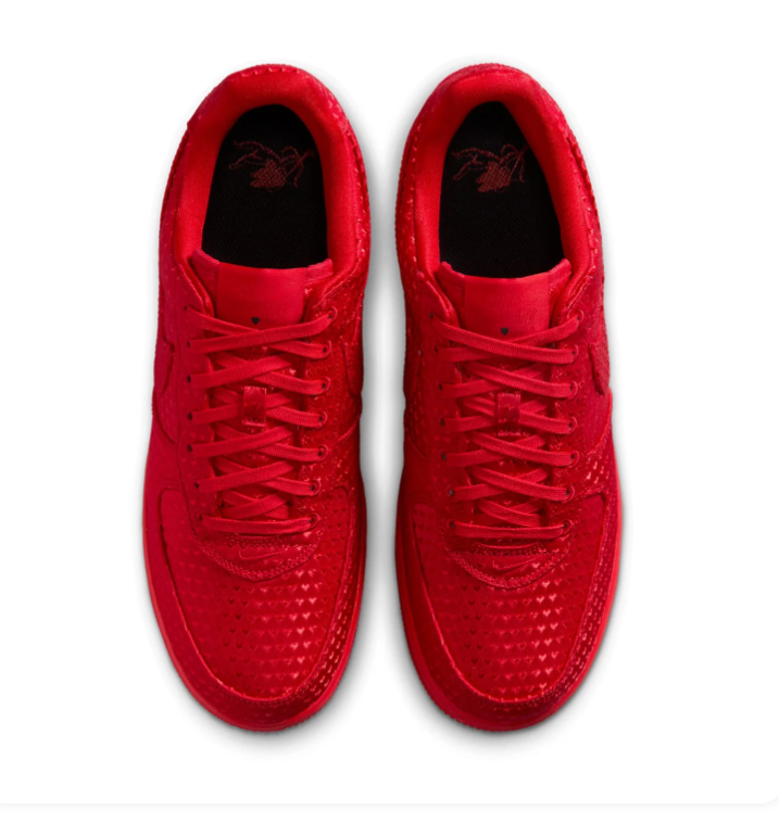 Nike Air Force 1 All-Red Low-Top Sneakers with Textured Detailing