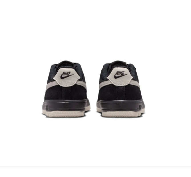 Nike Air Force 1 Black Low-Top Sneakers with Cream Swoosh and Sole Trim