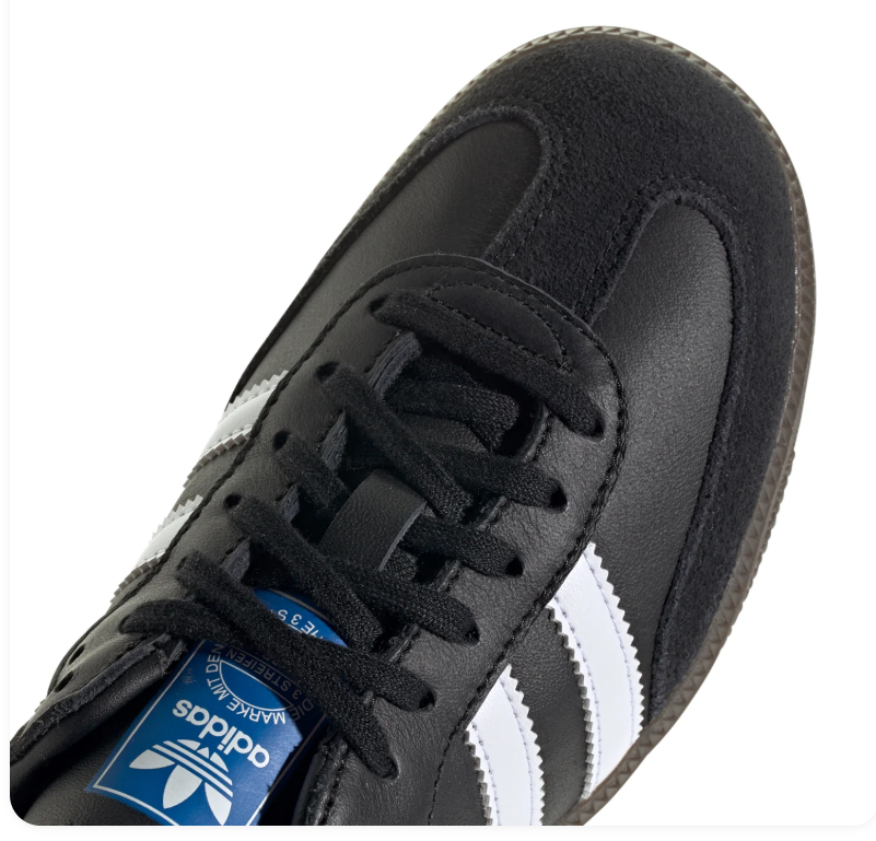 Adidas Samba Black Sneakers with White Stripes and Dark Gum Sole