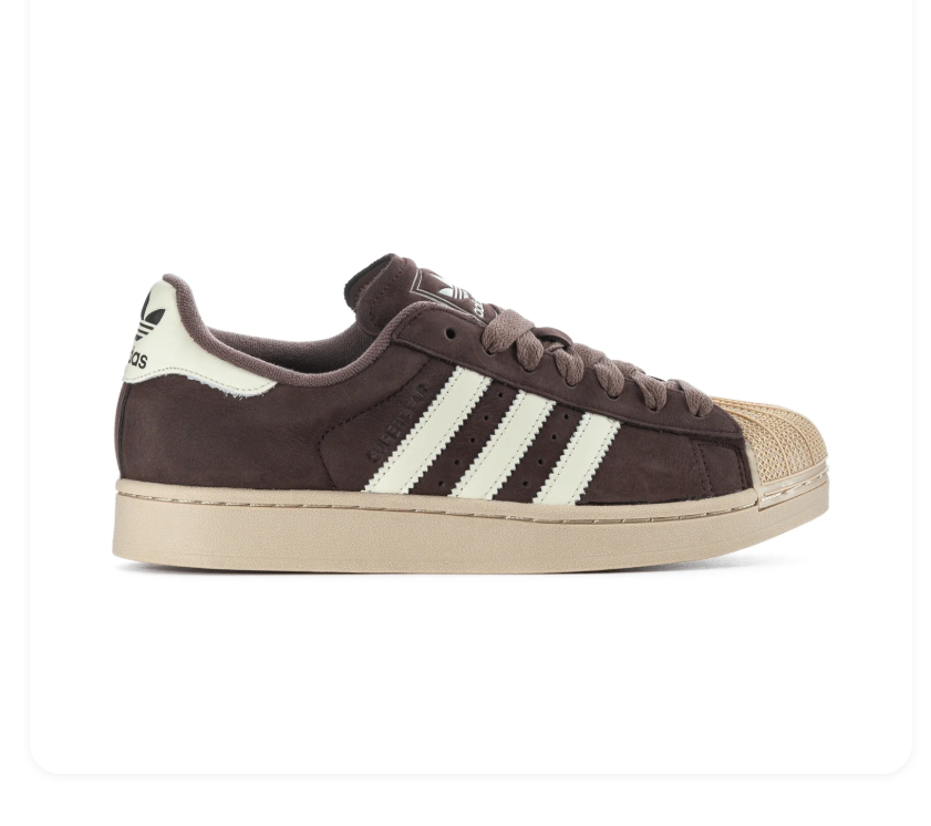 Adidas Superstar Brown Sneakers with Cream Stripes and Beige Shell Toe