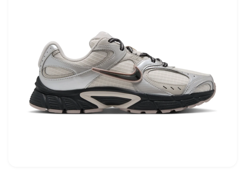 Nike Cream and Metallic Silver Sneakers with Black Sculpted Sole