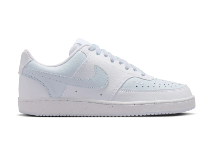 Nike White Low-Top Sneakers with Pale Blue Swoosh