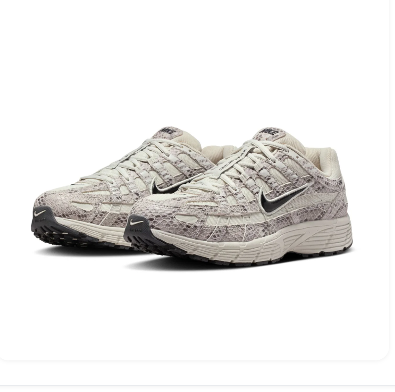 Nike P-6000 Cream Snakeskin Print Sneakers with Black Swoosh