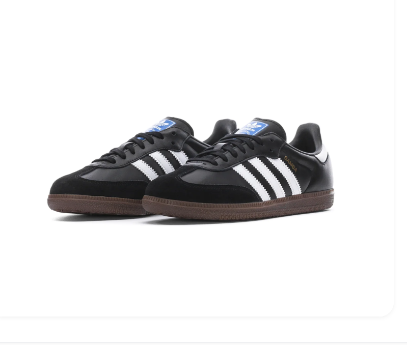 Adidas Samba Black Sneakers with White Stripes and Dark Gum Sole