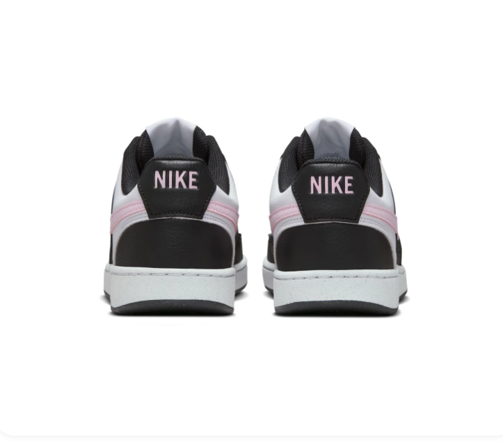 Nike Black and White Low-Top Sneakers with Pale Pink Swoosh