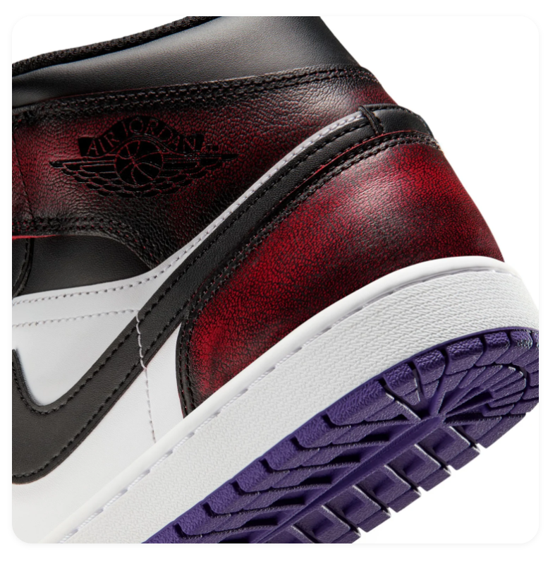 Air Jordan 1 Mid Multicolor Sneakers with Yellow Toe and Purple Outsole