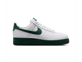 Nike Air Force 1 White Low-Top Sneakers with Dark Green Swoosh and Sole