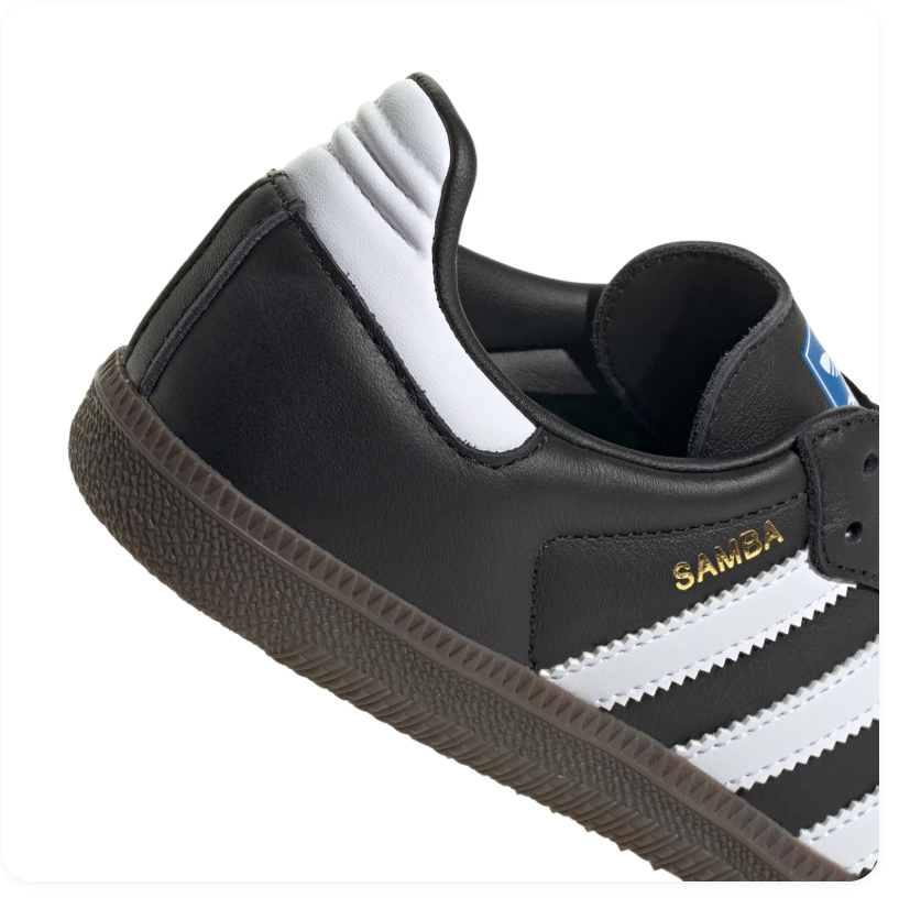 Adidas Samba Black Sneakers with White Stripes and Dark Gum Sole