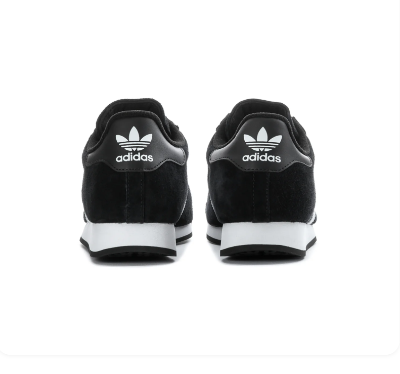 Adidas Samoa Black Sneakers with White Stripes and Textured Toe Bumper