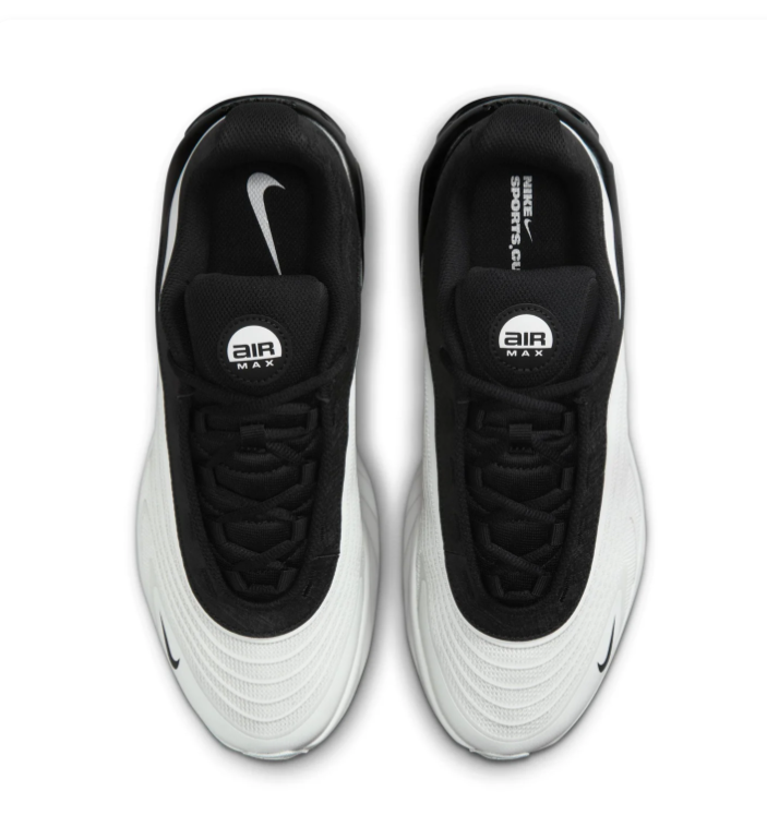 Nike Air Max White and Black Sneakers with Grey Wave Detailing