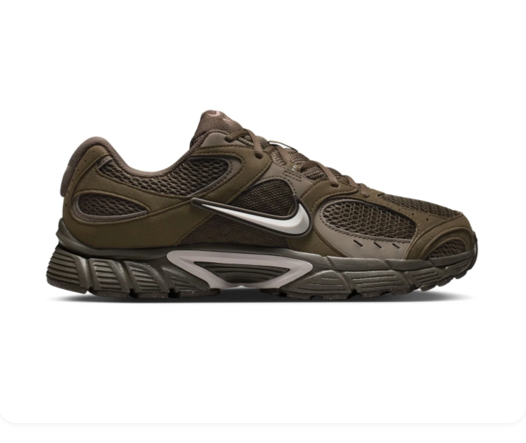Nike Dark Olive Mesh Sneakers with Silver Swoosh and Sculpted Sole